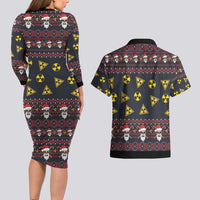 Skull Have A Rad Christmas Couples Matching Long Sleeve Bodycon Dress and Hawaiian Shirt Santa Skull - Wonder Print Shop
