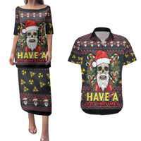 Skull Have A Rad Christmas Couples Matching Puletasi and Hawaiian Shirt Santa Skull - Wonder Print Shop