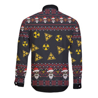 Skull Have A Rad Christmas Long Sleeve Button Shirt Santa Skull - Wonder Print Shop