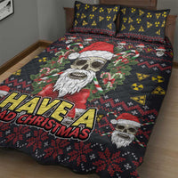 Skull Have A Rad Christmas Quilt Bed Set Santa Skull - Wonder Print Shop