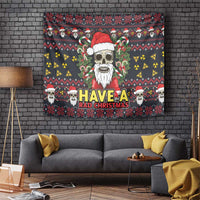 Skull Have A Rad Christmas Tapestry Santa Skull - Wonder Print Shop