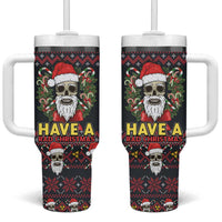 Skull Have A Rad Christmas Tumbler With Handle Santa Skull - Wonder Print Shop