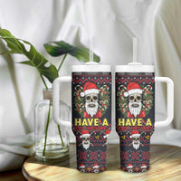 Skull Have A Rad Christmas Tumbler With Handle Santa Skull - Wonder Print Shop
