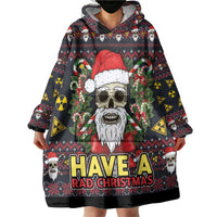 Skull Have A Rad Christmas Wearable Blanket Hoodie Santa Skull - Wonder Print Shop