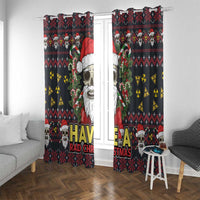 Skull Have A Rad Christmas Window Curtain Santa Skull - Wonder Print Shop