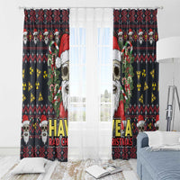 Skull Have A Rad Christmas Window Curtain Santa Skull - Wonder Print Shop