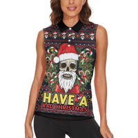 Skull Have A Rad Christmas Women Sleeveless Polo Shirt Santa Skull - Wonder Print Shop