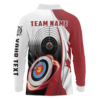 Personalized Canadian Flag Long Sleeve Polo Shirt Canada Archery Target - Maple Leaf