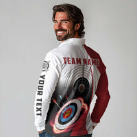 Personalized Canadian Flag Long Sleeve Polo Shirt Canada Archery Target - Maple Leaf