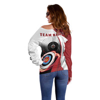 Personalized Canadian Flag Off Shoulder Sweater Canada Archery Target - Maple Leaf