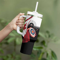 Personalized Canadian Flag Tumbler With Handle Canada Archery Target - Maple Leaf