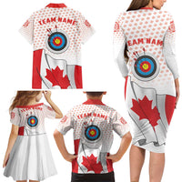 Personalized Canada Archery Family Matching Long Sleeve Bodycon Dress and Hawaiian Shirt Maple Leaf Canadian Flag