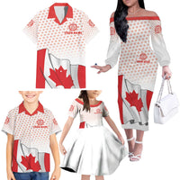 Personalized Canada Archery Family Matching Off The Shoulder Long Sleeve Dress and Hawaiian Shirt Maple Leaf Canadian Flag