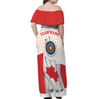 Personalized Canada Archery Off Shoulder Maxi Dress Maple Leaf Canadian Flag