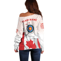Personalized Canada Archery Off Shoulder Sweater Maple Leaf Canadian Flag
