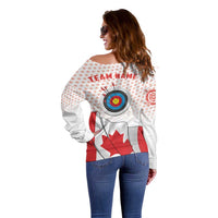 Personalized Canada Archery Off Shoulder Sweater Maple Leaf Canadian Flag