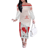 Personalized Canada Archery Off The Shoulder Long Sleeve Dress Maple Leaf Canadian Flag