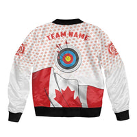 Personalized Canada Archery Sleeve Zip Bomber Jacket Maple Leaf Canadian Flag