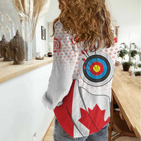 Personalized Canada Archery Women Casual Shirt Maple Leaf Canadian Flag