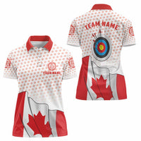 Personalized Canada Archery Women Polo Shirt Maple Leaf Canadian Flag