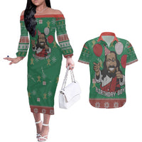 Birthday Boy Jesus Couples Matching Off The Shoulder Long Sleeve Dress and Hawaiian Shirt African Christian - Wonder Print Shop
