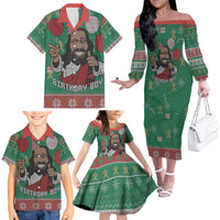 Birthday Boy Jesus Family Matching Off The Shoulder Long Sleeve Dress and Hawaiian Shirt African Christian - Wonder Print Shop