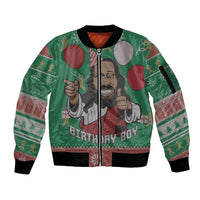 Birthday Boy Jesus Sleeve Zip Bomber Jacket African Christian - Wonder Print Shop