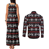 Warrior Of Indian Skull Couples Matching Tank Maxi Dress and Long Sleeve Button Shirt Native American - Wonder Print Shop