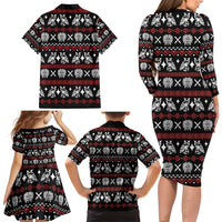 Warrior Of Indian Skull Family Matching Long Sleeve Bodycon Dress and Hawaiian Shirt Native American - Wonder Print Shop