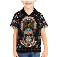 Warrior Of Indian Skull Family Matching Mermaid Dress and Hawaiian Shirt Native American - Wonder Print Shop