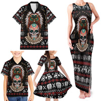 Warrior Of Indian Skull Family Matching Tank Maxi Dress and Hawaiian Shirt Native American - Wonder Print Shop