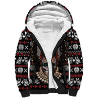 Warrior Of Indian Skull Sherpa Hoodie Native American - Wonder Print Shop