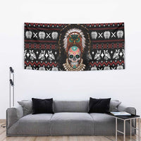 Warrior Of Indian Skull Tapestry Native American - Wonder Print Shop