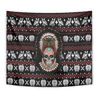 Warrior Of Indian Skull Tapestry Native American - Wonder Print Shop