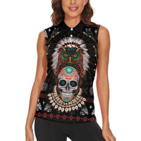 Warrior Of Indian Skull Women Sleeveless Polo Shirt Native American - Wonder Print Shop