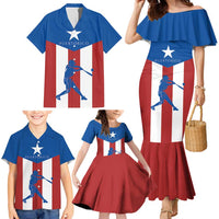 Puerto Rican Baseball Family Matching Mermaid Dress and Hawaiian Shirt Boricua Flag Sports