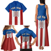 Puerto Rican Baseball Family Matching Tank Maxi Dress and Hawaiian Shirt Boricua Flag Sports