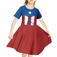 Puerto Rican Baseball Kid Short Sleeve Dress Boricua Flag Sports
