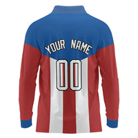 Puerto Rican Baseball Long Sleeve Polo Shirt Boricua Flag Sports