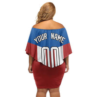 Puerto Rican Baseball Off Shoulder Short Dress Boricua Flag Sports