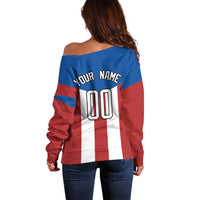 Puerto Rican Baseball Off Shoulder Sweater Boricua Flag Sports