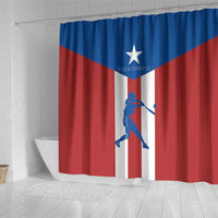 Puerto Rican Baseball Shower Curtain Boricua Flag Sports