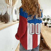 Puerto Rican Baseball Women Casual Shirt Boricua Flag Sports