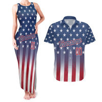 Personalized Team Name American Couples Matching Tank Maxi Dress and Hawaiian Shirt USA Flag Fashion Sports
