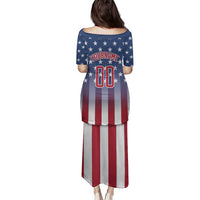 Personalized Team Name American Family Matching Puletasi and Hawaiian Shirt USA Flag Fashion Sports