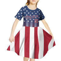 Personalized Team Name American Kid Short Sleeve Dress USA Flag Fashion Sports