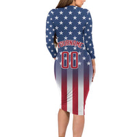 Personalized Team Name American Long Sleeve Bodycon Dress USA Flag Fashion Sports