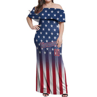 Personalized Team Name American Off Shoulder Maxi Dress USA Flag Fashion Sports