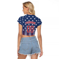 Personalized Team Name American Raglan Cropped T Shirt USA Flag Fashion Sports