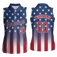 Personalized Team Name American Women Sleeveless Polo Shirt USA Flag Fashion Sports